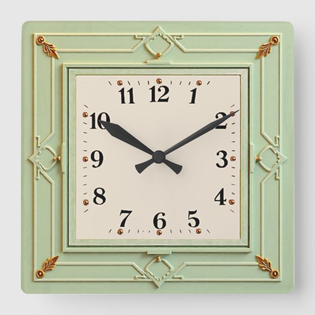 Relógio Quadrado Art Deco Mint (Frente)