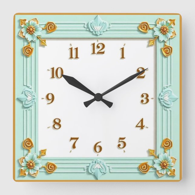 Relógio Quadrado Art Deco Mint (Frente)