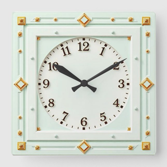 Relógio Quadrado Art Deco Mint (Frente)