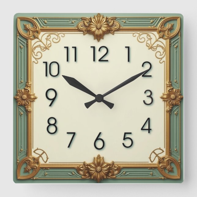 Relógio Quadrado Art Deco Mint (Frente)