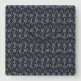 Relógio Quadrado Art Deco pattern with geometric shapes in gold