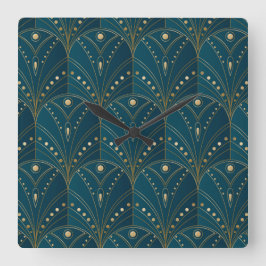 Relógio Quadrado Art Deco pattern with gold geometric shapes