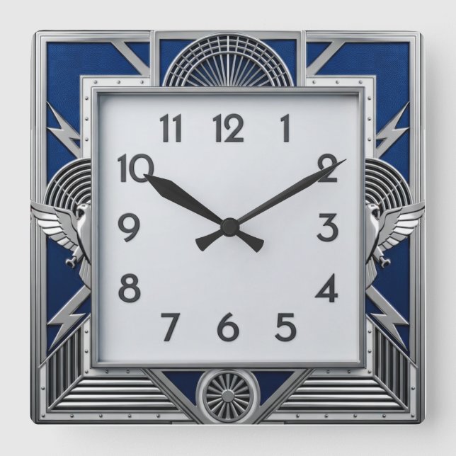 Relógio Quadrado Art Deco Prata (Frente)