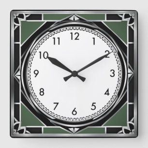Relógio Quadrado Art Deco Prata