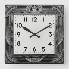 Relógio Quadrado Art Deco Prata