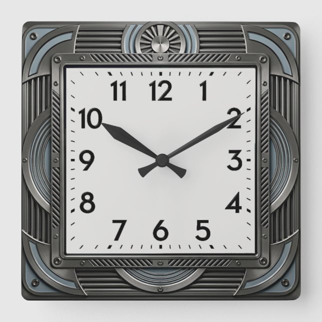 Relógio Quadrado Art Deco Prata (Frente)