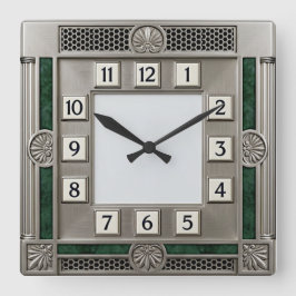 Relógio Quadrado Art Deco Prata