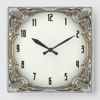 Relógio Quadrado Art Deco Prata