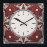Relógio Quadrado Art Deco red<br><div class="desc">design de relógio do excelente. Você vai adorar como os outros. Esteja livre para usar este design para outro produto que você quiser ou para personalizar e adicionar seu texto. Siga-me para mais. Obrigado. Tenha um bom dia.</div>