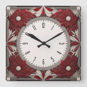 Relógio Quadrado Art Deco red