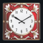 Relógio Quadrado Art Deco Red<br><div class="desc">design de relógio do excelente. Você vai adorar como os outros. Esteja livre para usar este design para outro produto que você quiser ou para personalizar e adicionar seu texto. Siga-me para mais. Obrigado. Tenha um bom dia.</div>