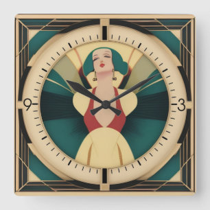 Relógio Quadrado Art Deco retro