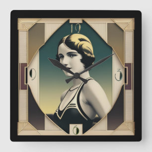Relógio Quadrado Art Deco retro