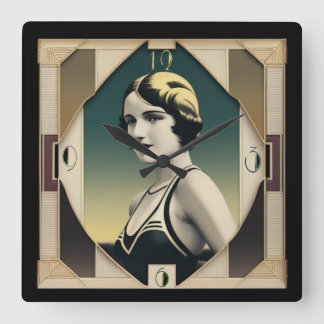 Relógio Quadrado Art Deco retro