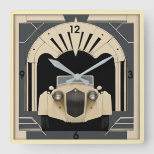 Relógio Quadrado Art Deco Retro car