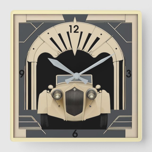 Relógio Quadrado Art Deco Retro car (Frente)
