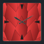 Relógio Quadrado Art Deco Scales Design Red Square Wall Clock<br><div class="desc">Design de deco de relógio de parede que você pode personalizar com qualquer texto de sua escolha. Se precisar de ajuda para personalizar,  entre em contato conosco através do link desta página. Relógio de arte.</div>