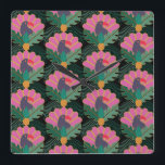 Relógio Quadrado Art Deco Toucans Tropicais e Ananás<br><div class="desc">Mantenha o tempo em estilo tropical com este relógio exótico com padrão de toucador e abacaxi — perfeito para interiores brilhantes e ousados.</div>