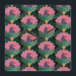 Relógio Quadrado Art Deco Toucans Tropicais e Ananás<br><div class="desc">Mantenha o tempo em estilo tropical com este relógio exótico com padrão de toucador e abacaxi — perfeito para interiores brilhantes e ousados.</div>