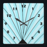 Relógio Quadrado Art Deco Ventilador Design Blue Square Wall Clock<br><div class="desc">Design de deco de relógio de parede que você pode personalizar com qualquer texto de sua escolha. Se precisar de ajuda para personalizar,  entre em contato conosco através do link desta página. Relógio de deco de arte.</div>