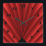 Relógio Quadrado Art Deco Ventilador Design Red Square Wall Clock<br><div class="desc">Design de deco de relógio de parede que você pode personalizar com qualquer texto de sua escolha. Se precisar de ajuda para personalizar,  entre em contato conosco através do link desta página. Relógio de deco de arte.</div>