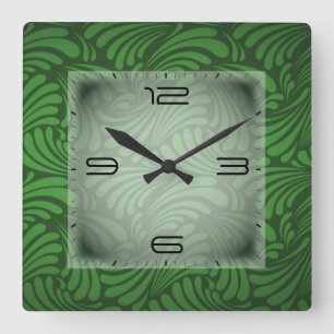 Relógio Quadrado Art Deco verde