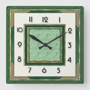 Relógio Quadrado Art Deco Verde