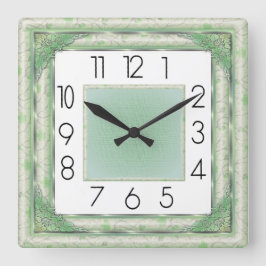 Relógio Quadrado Art Deco Verde