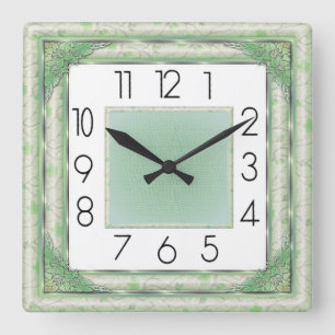 Relógio Quadrado Art Deco Verde