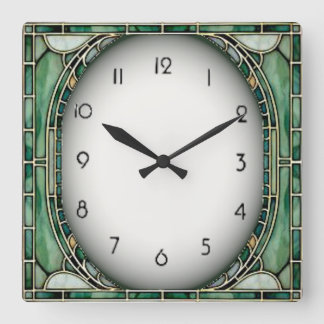Relógio Quadrado Art Deco Verde
