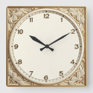 Relógio Quadrado Art Deco White
