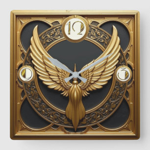 Relógio Quadrado Art Deco Wings