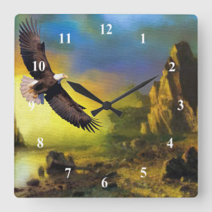 Relógio Quadrado Art Eagle Soaring Wall Clock