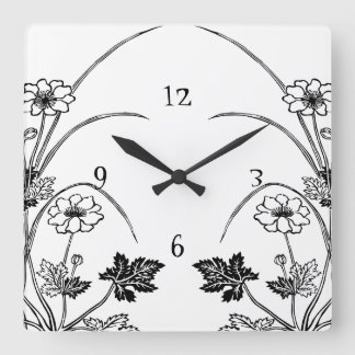 Relógio Quadrado Art Nouveau Botânico Wall Clock