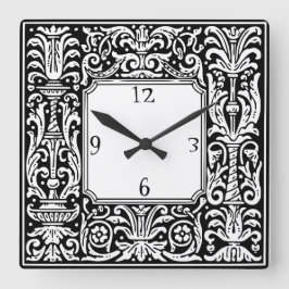 Relógio Quadrado Art Nouveau Fronteira Geométrica Botânica