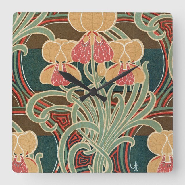 Relógio Quadrado Art Nouveau Padrão nº 4 em Emporio Moffa (Frente)