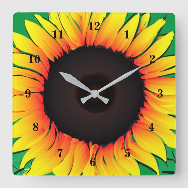 Relógio Quadrado Art Sunflower - Sunny (Frente)