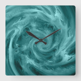Relógio Quadrado Arte abstrata de pintura giratória de água azul