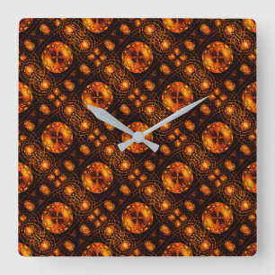 Relógio Quadrado Arte abstrata elegante boho moderno dourado #507