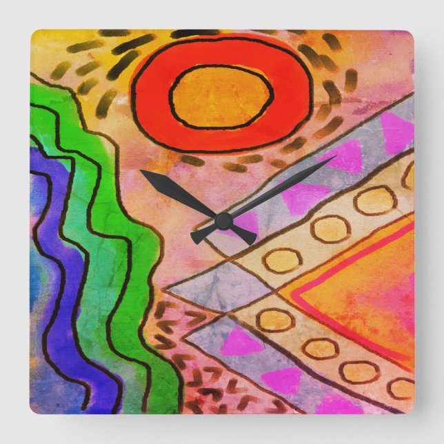 Relógio Quadrado Arte Abstrato original (Frente)