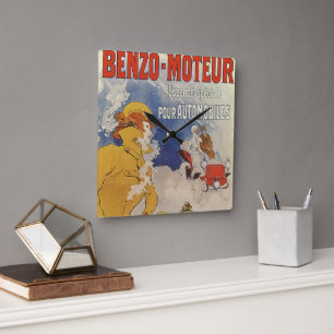 Relógio Quadrado Arte Antiga Modernista, Benzo Moteur por Jules Che