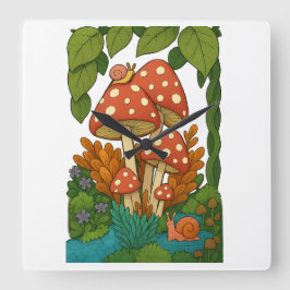 Relógio Quadrado Arte botânica