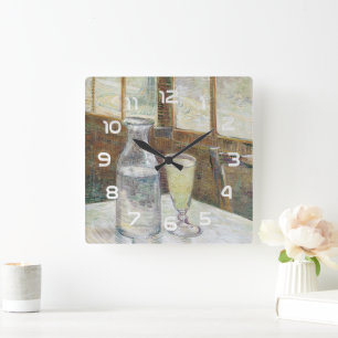 Relógio Quadrado Arte Clássica de Van Gogh Café Absinto Paris