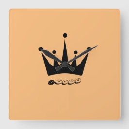 Relógio Quadrado Arte da Coroa Preta da Rainha Real Acabamento Acrí