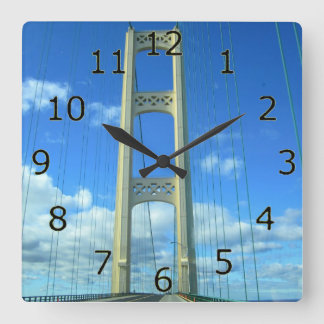 Relógio Quadrado Arte da ponte de Mackinac com números