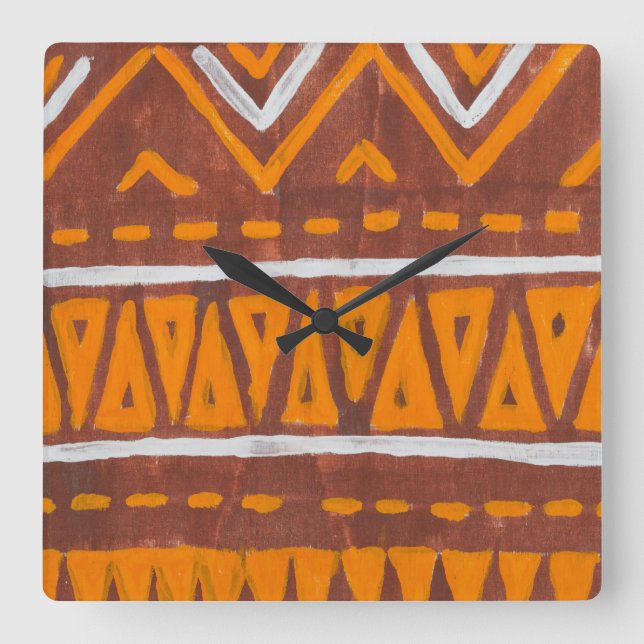 Relógio Quadrado Arte de África (Frente)