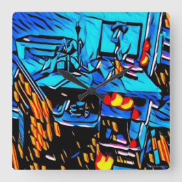 Relógio Quadrado Arte de Almoço do Espaço de Trabalho