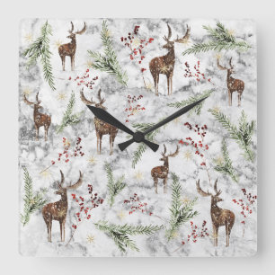 Relógio Quadrado Arte de Árvore de Natal