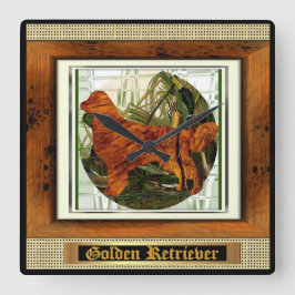 Relógio Quadrado Arte de Cão Desportivo para Ouro