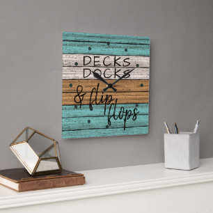 Relógio Quadrado Arte de Citação de Beachy Summer Engraçado